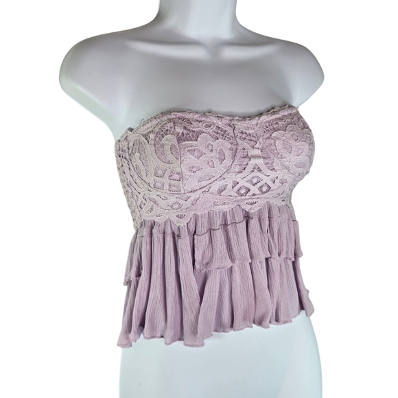 Free People One Adella Corset Cami Lilac Lace Strapless Top - Picture 4 of 11
